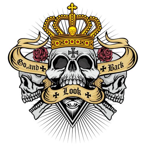 grunge skull coat of arms vector