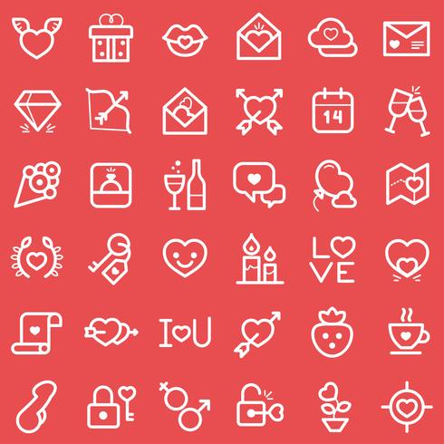 Valentine's day icons set vector