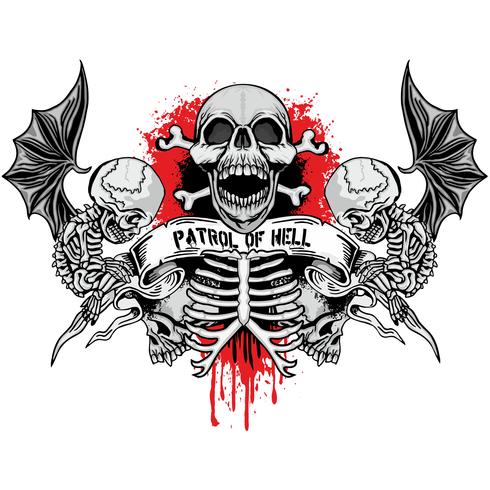 aggressive emblem with skull vector