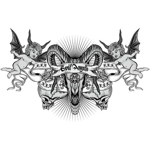 aggressive emblem with skull vector