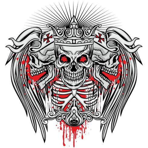 grunge skull coat of arms vector