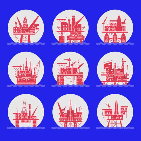 Oil platform icons set. vector