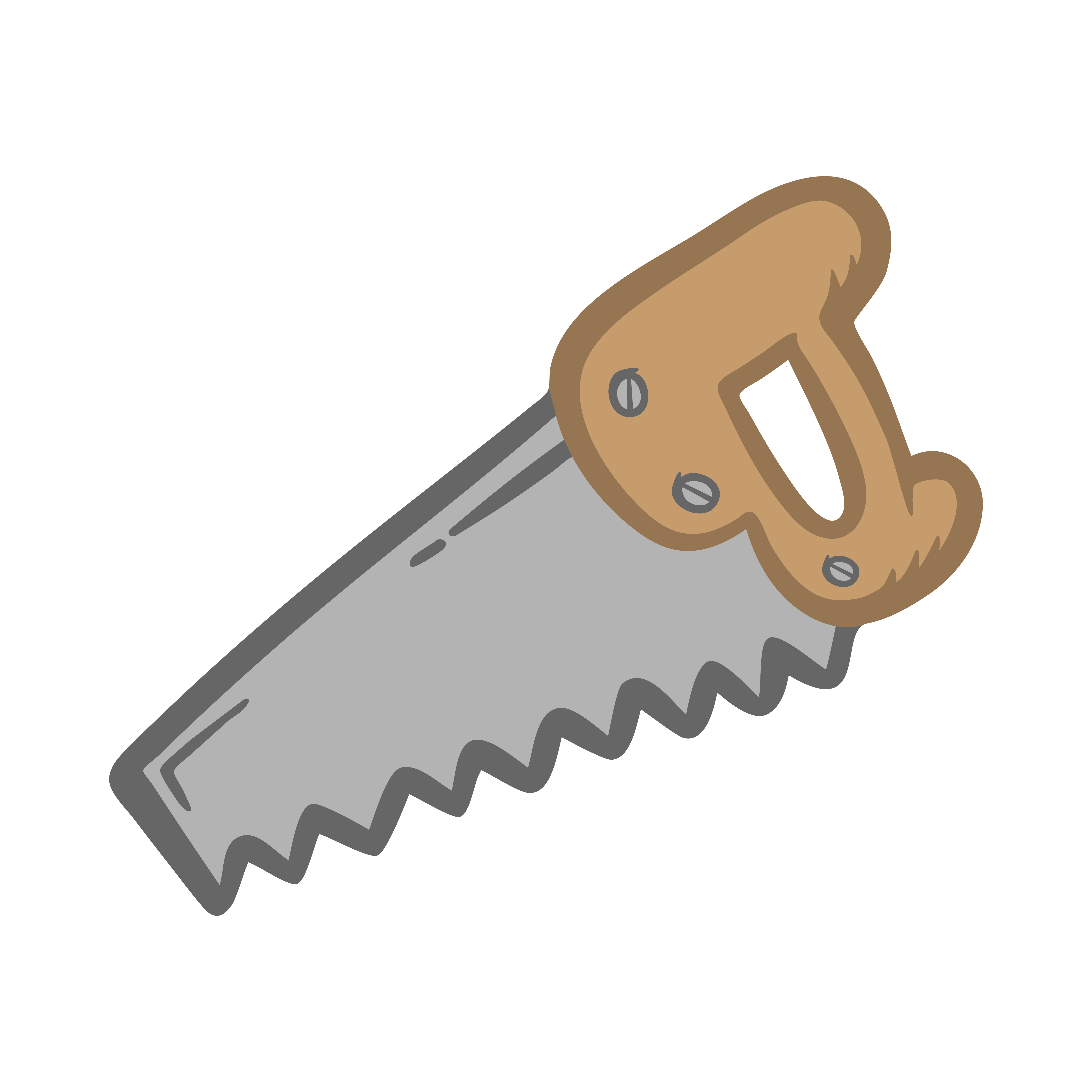 Hand saw construction tool for cutting wood. Cartoon illustration
