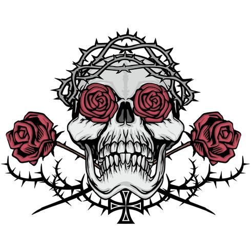 grunge skull coat of arms vector