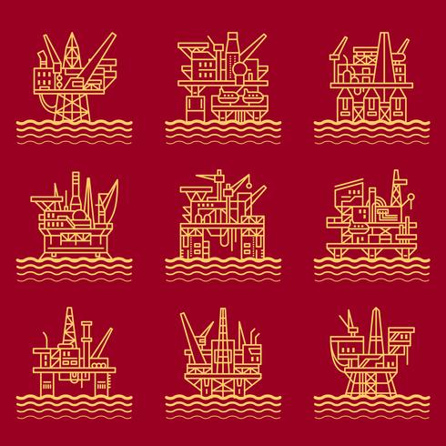 Oil platform icons set. vector
