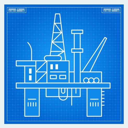 Oil platform rig blueprint scheme vector