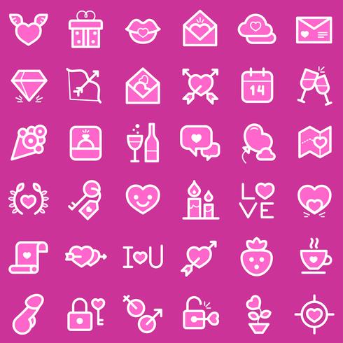Valentine's day icons set vector