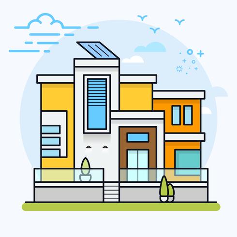 Colorful modern flat residential house. vector