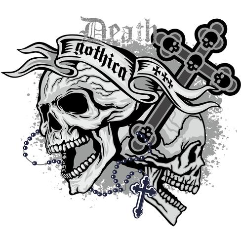 grunge skull coat of arms vector
