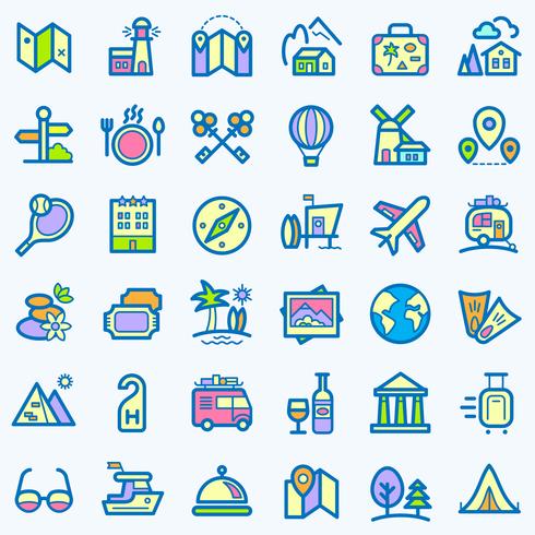 Travel icons set. vector