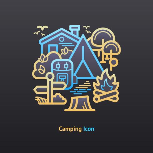 Icono de camping vector