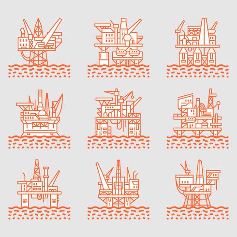 Oil platform icons set. vector