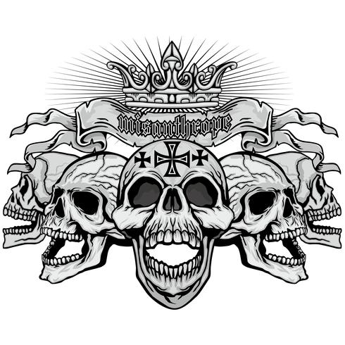 grunge skull coat of arms vector