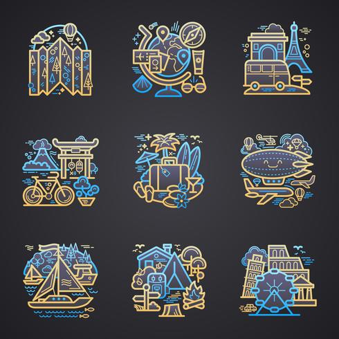 Travel detailed icons vector