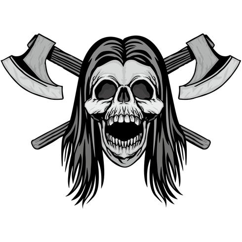 aggressive emblem with skull vector