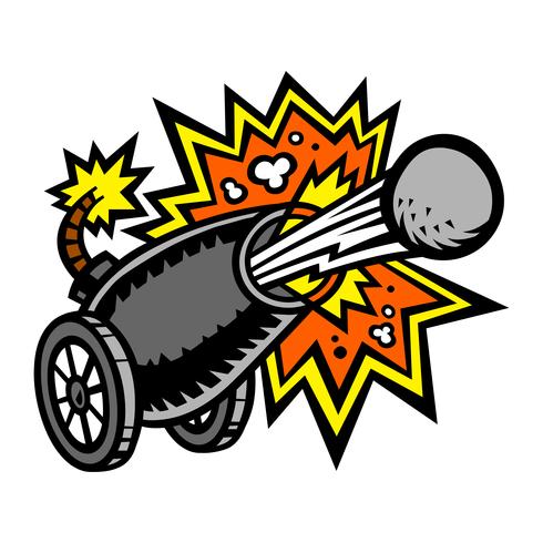 War Cannon Firing Cannonball vector icon