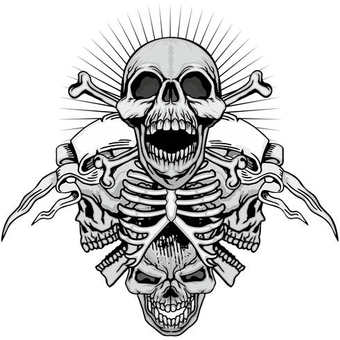 emblema agresivo con calavera vector