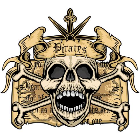 grunge skull coat of arms vector