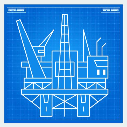 Oil platform rig blueprint scheme vector