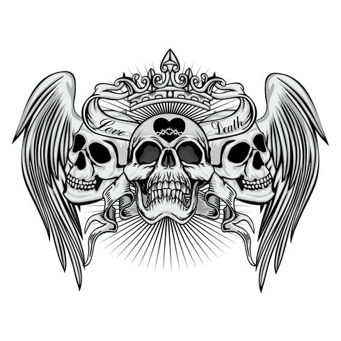 grunge skull coat of arms vector