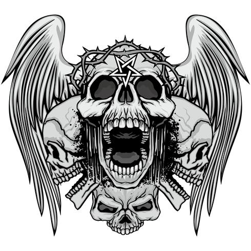 aggressive emblem with skull vector