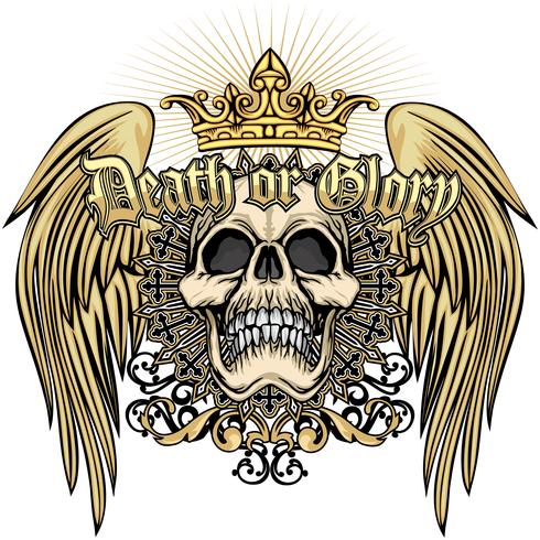 grunge skull coat of arms vector