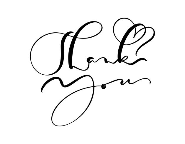 El texto dibujado mano del vector del vintage le agradece Aislado en el fondo blanco Ilustración de letras de caligrafía para boda, tarjeta de felicitación, etiqueta