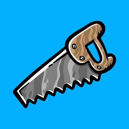 Hand saw construction tool for cutting wood. Cartoon illustration vector