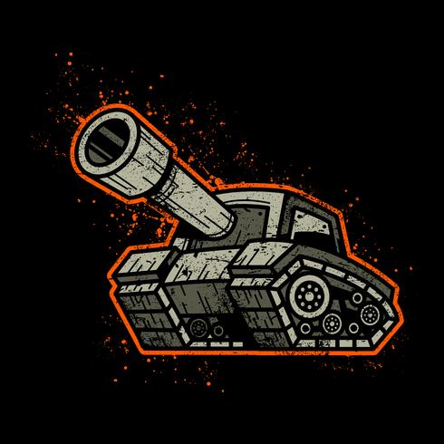 Cartoon Army Tank Machine with Big Cannon Ready to Fire vector illustration