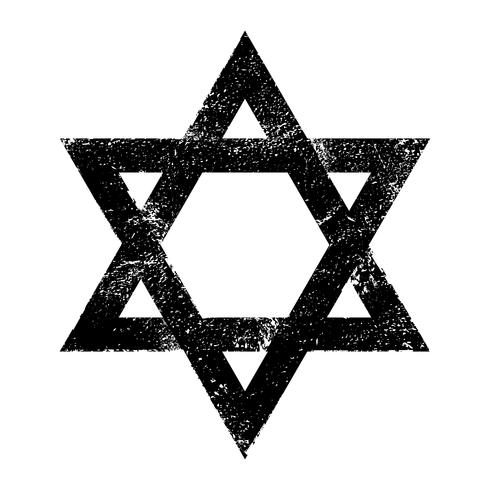 Jewish Star of David Six Pointed Star in black with Interlocking Style vector icon