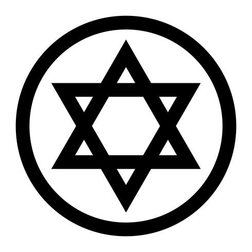 Jewish Star of David Six Pointed Star in black with Interlocking Style vector icon