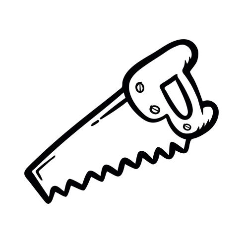 Hand saw construction tool for cutting wood. Cartoon illustration vector