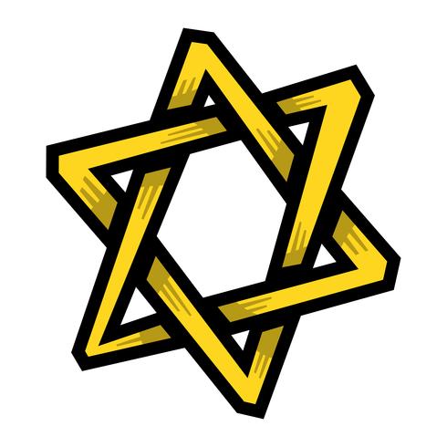 Jewish Star of David Six Pointed Star in black with Interlocking Style vector icon