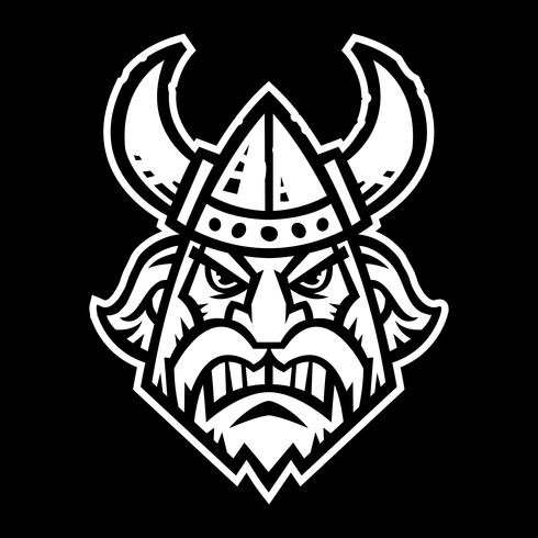 Vector illustration of a cartoon viking with a horned helmet and beard