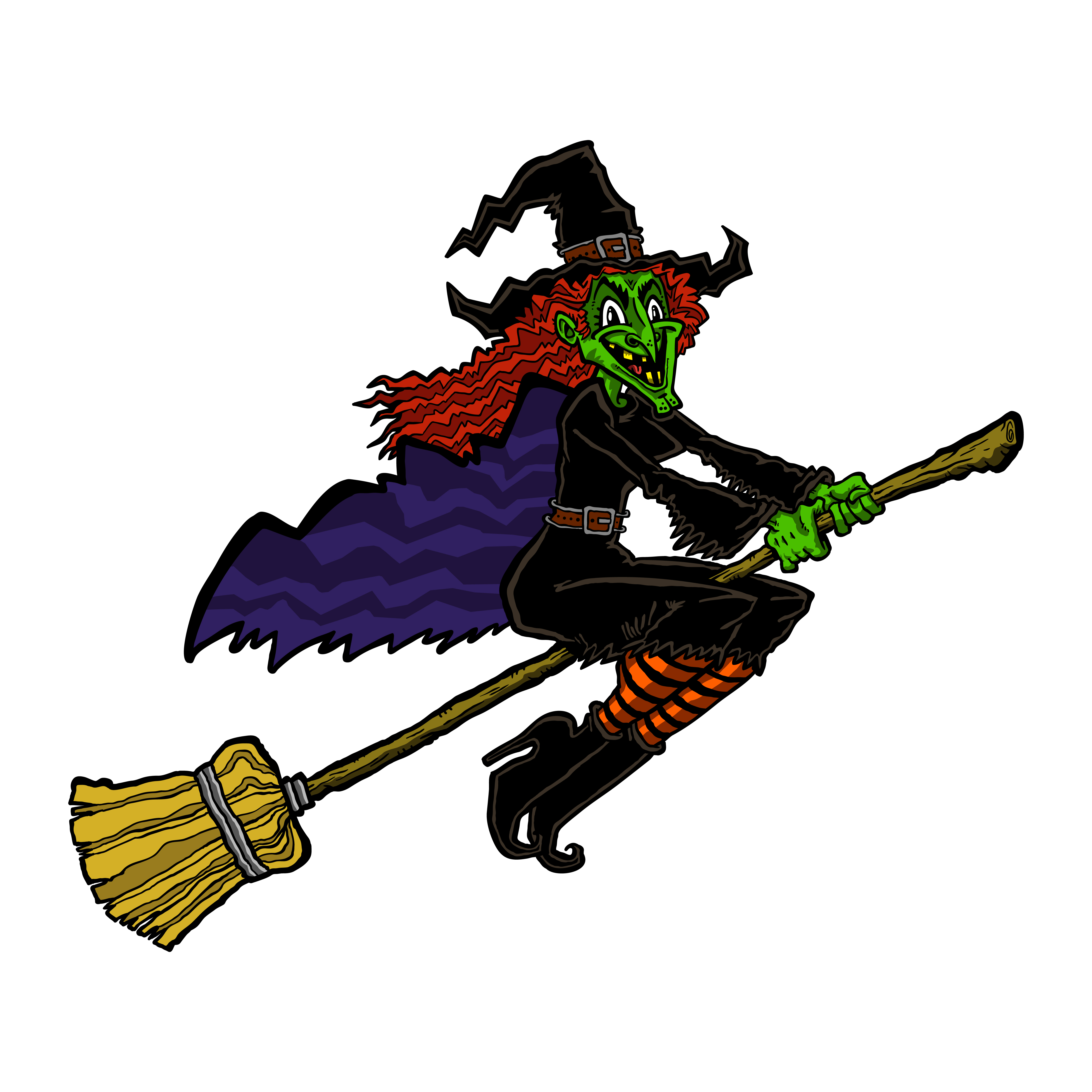 Witch riding a broom cartoon vector 552699 Vector Art at Vecteezy