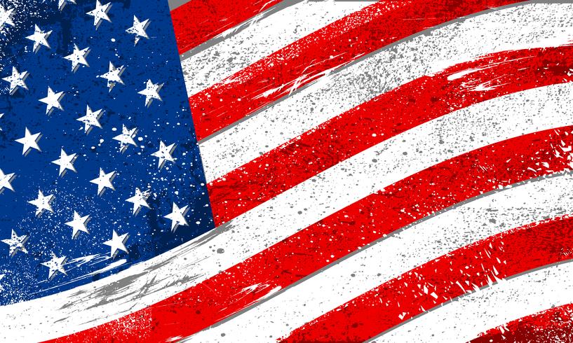 United States of America flag with rough grunge distressed texture vector