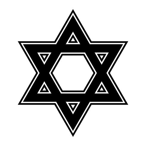 Jewish Star of David Six Pointed Star in black with Interlocking Style