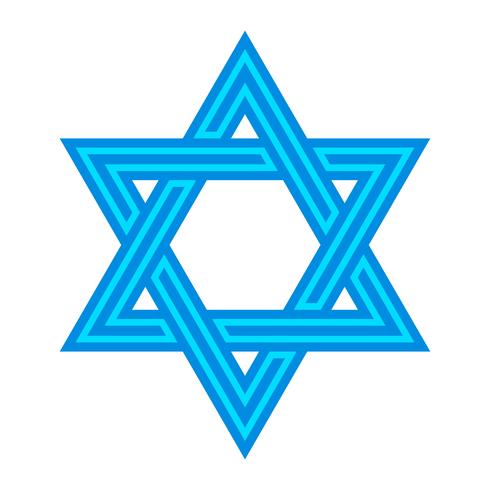 Jewish Star of David Six Pointed Star in black with Interlocking Style vector icon