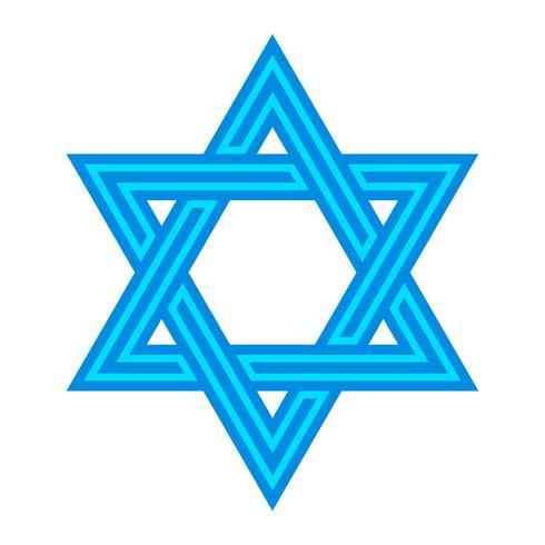 Jewish Star of David Six Pointed Star in black with Interlocking Style vector icon