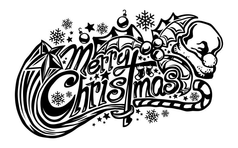 Merry Christmas text font graphic vector