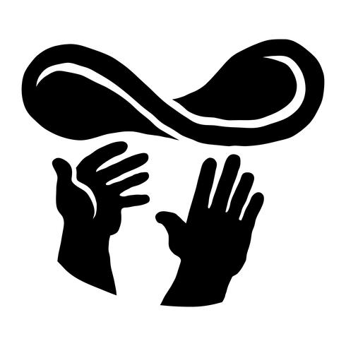 Hands of Chef Throwing Pizza Dough in the air, Pizzeria vector logo