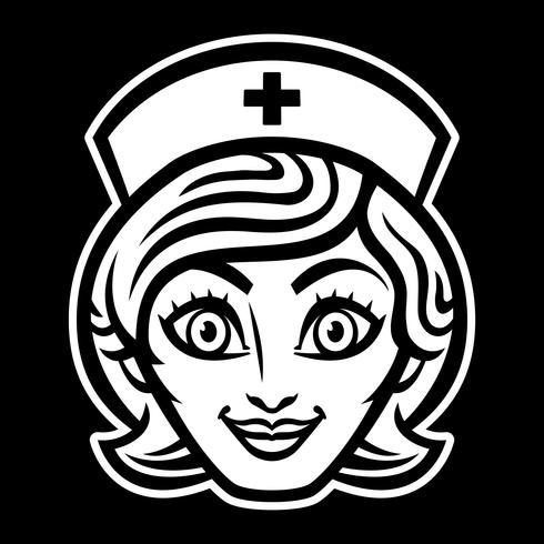 Friendly Female Nurse Cartoon Face Smile vector illustration