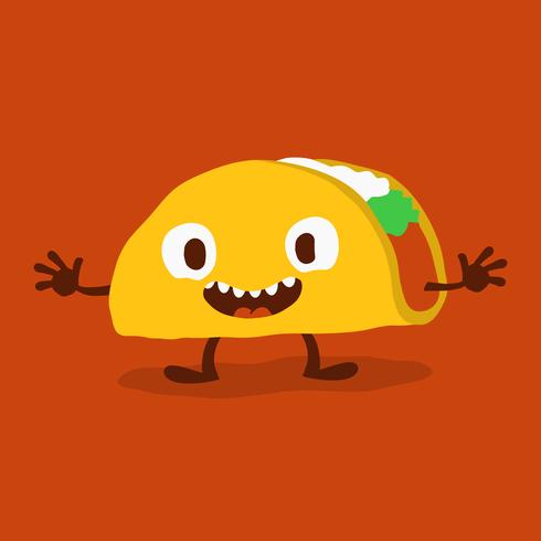 Linda ilustración de vector de divertidos dibujos animados Taco