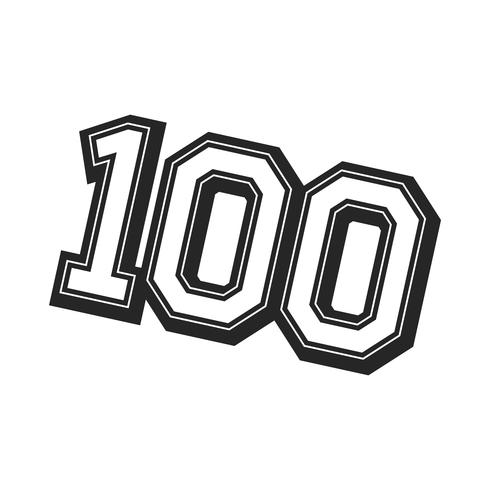 Number 100  One Hundred Cool Trendy Text Graphic vector