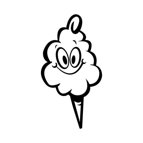 Dibujos animados de comida chatarra mullida de algodón de azúcar vector