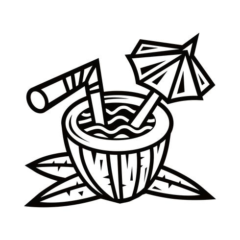 Tropical coconut drink illustration vector