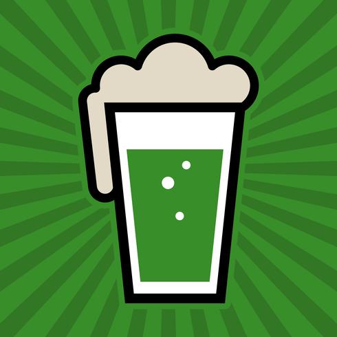 Icono de Vector de cristal verde cerveza irlandesa pinta