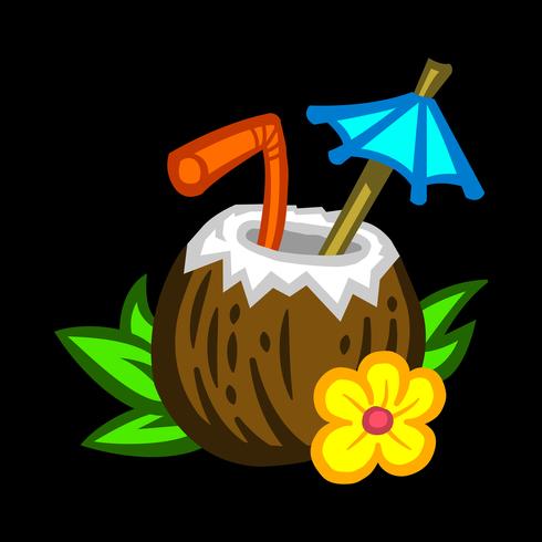 Ilustración de bebida de coco tropical vector