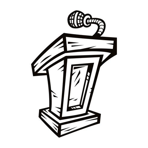 Presentation podium for lectures or public speaking - vector graphic