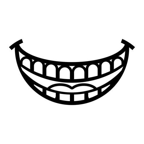 gran caricatura feliz dentudo sonrisa vector icono